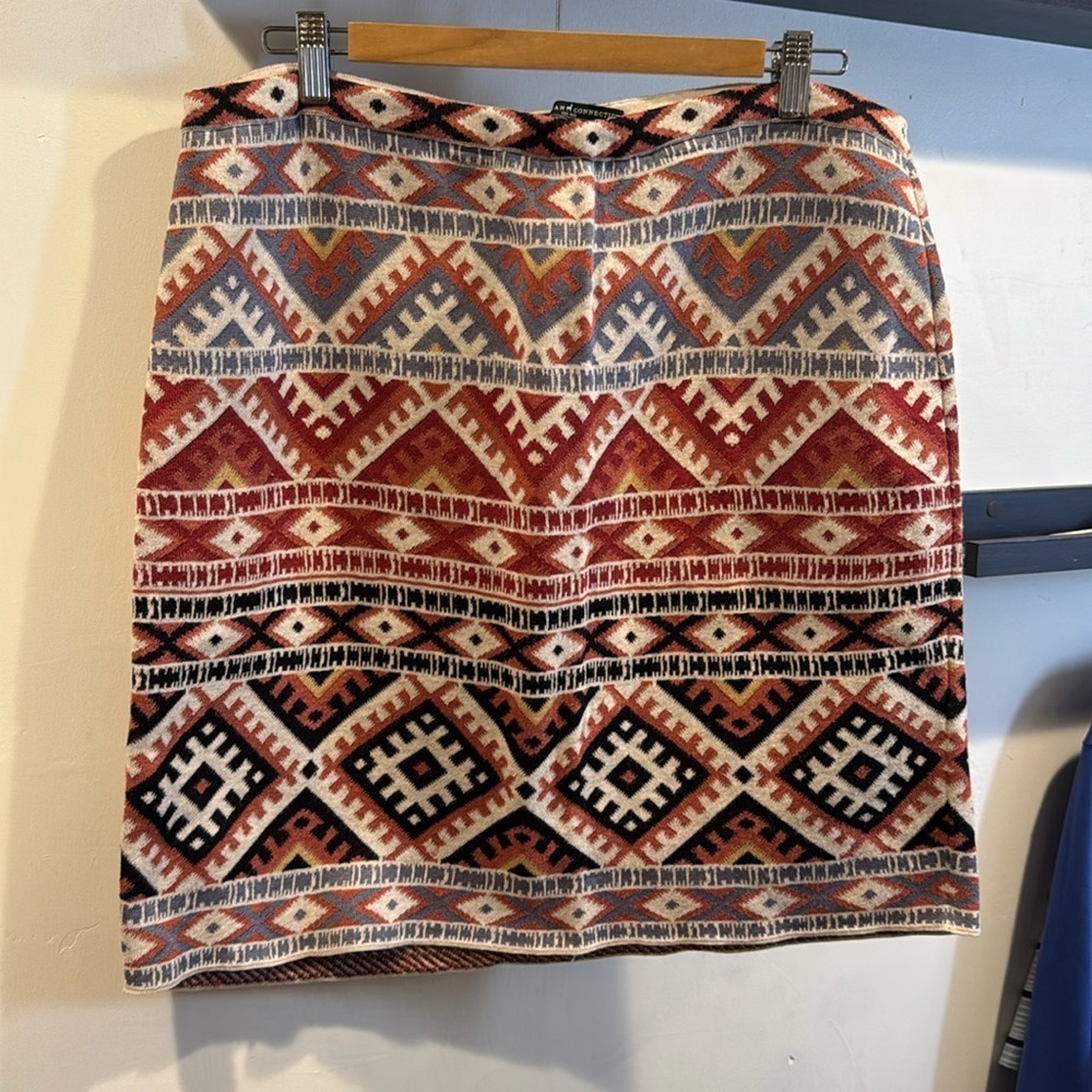 Peruvian Connection Pima Cotton Azteca Print Spandex Skirt Sz